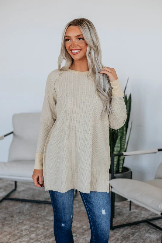 Trendy Aesthetics Dafina Knit Top - Oatmeal