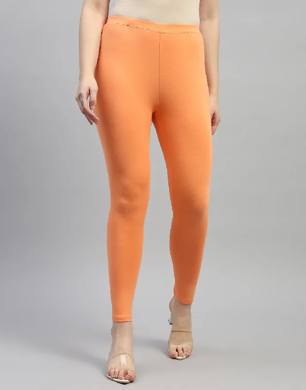 Trendy Street Style Attire Women Orange Solid Regular Fit Legging