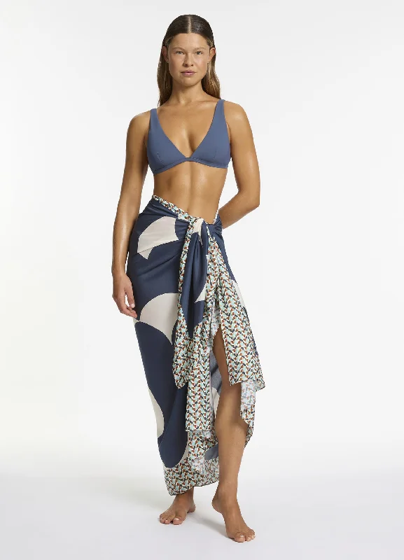 Trendy Pulse Acacia Long Sarong - Steel Blue