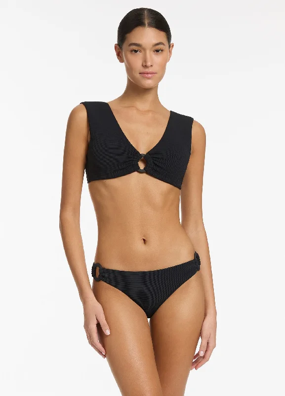 Limited Quantities Isla Rib Trim Side Hipster Bikini Bottom - Black