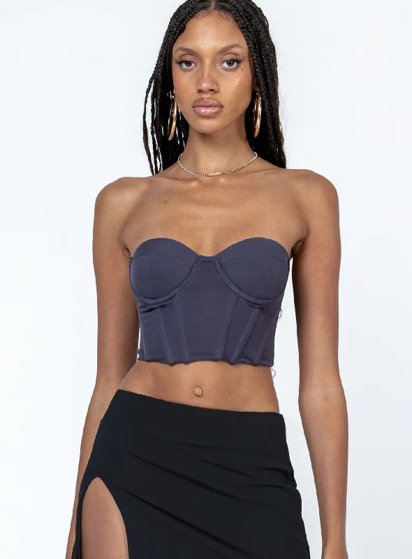 Flash Deals Endless Love Mesh Corset Top Slate