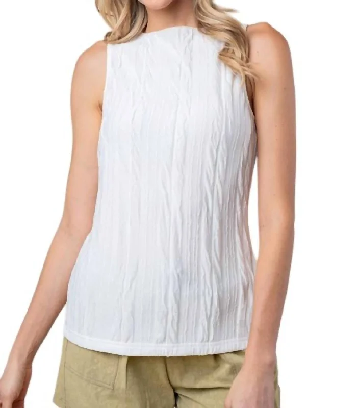 Trend Forward Women's Wear Sleeveless Solid Knit Top In Cream