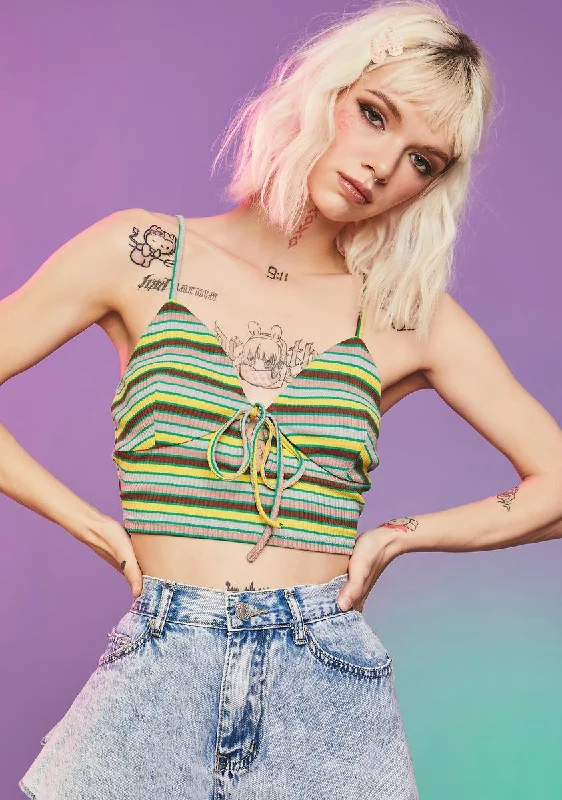 Unbeatable Deals Meet Me Later Striped Crop Top