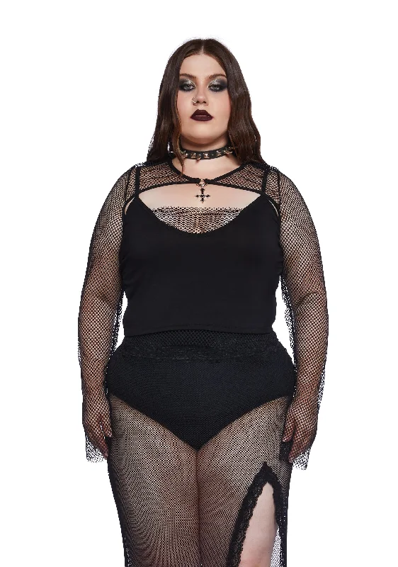 Flash Sale Fever Plus Heavy Metal Lover Fishnet Cami And Shrug Set