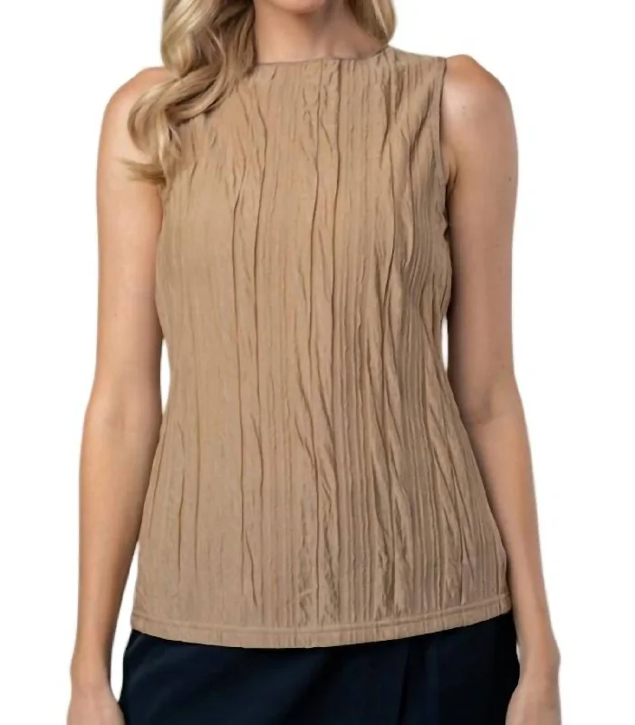 Trendy Street Style Attire Sleeveless Solid Knit Top In Mocha