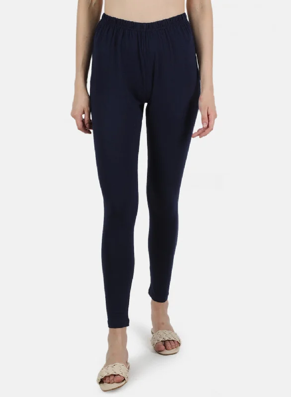 Chic Wardrobe Essentials Women Navy Blue Plain Legging