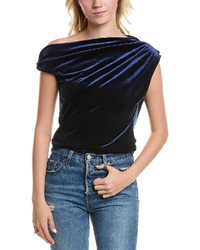 Luxe Women's Fashion Reiss Mia Velvet Off-The-Shoulder Top