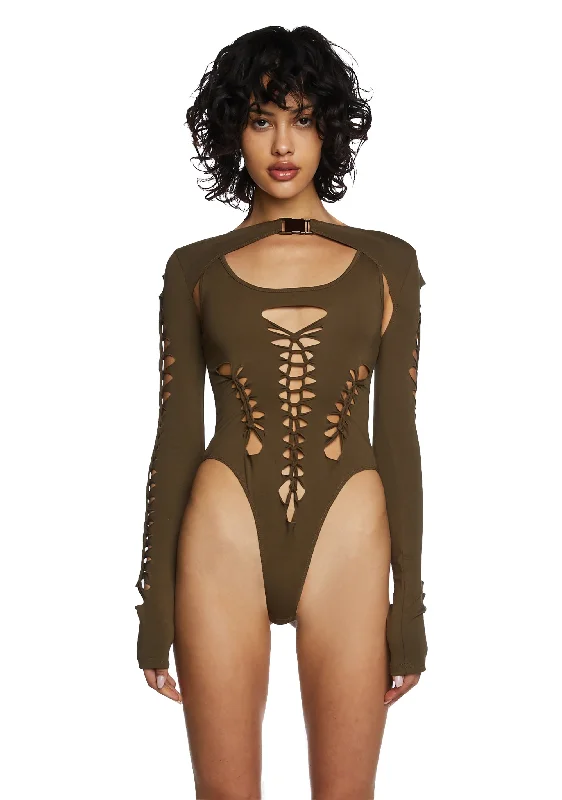 Huge Discounts This Week While I'm Young Bodysuit And Shrug Set - Olive