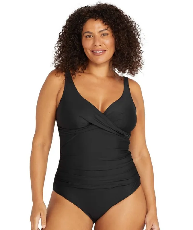 Luxury Fashion Artesands Recycled Hues Delacroix Cross Front D-G Cup One Piece Swimsuit - Black