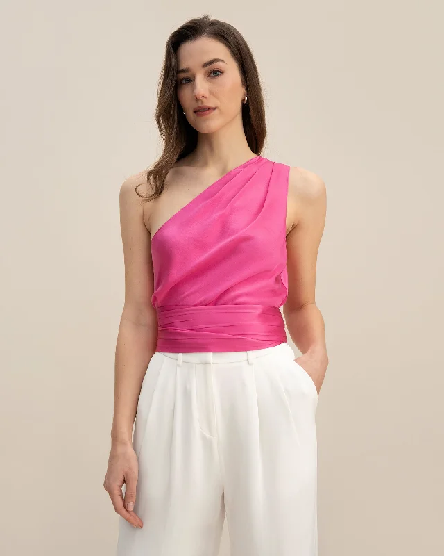 The Epitome Of Modern Women's Fashion Belted One-Shoulder Top