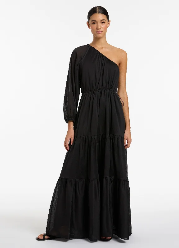 Season Offer Jetset One Shoulder Maxi Dress  - Black