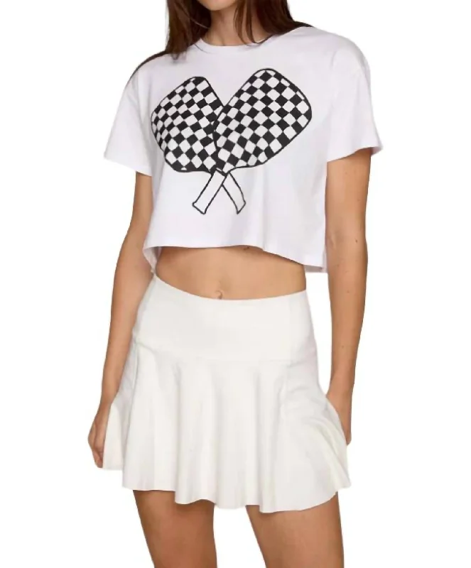 Chic Trends Unveiled Paddles Up Crop Shirt In White