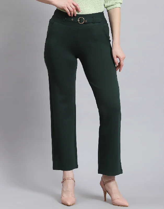 Chic Wardrobe Women Green Solid Regular Fit Jegging