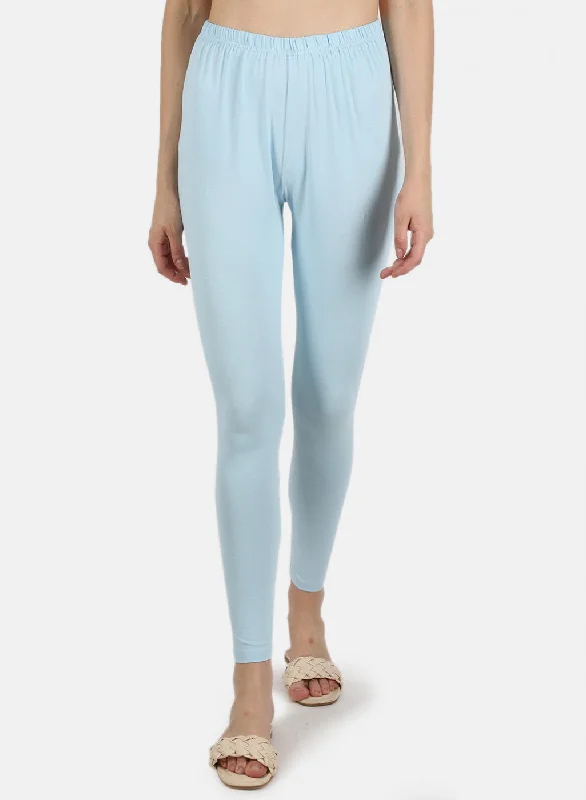 End Of Season Sale Women Sky Blue Plain Legging