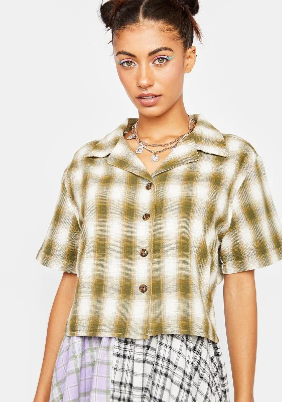 Bold Patterns Angel Checked Crop Shirt