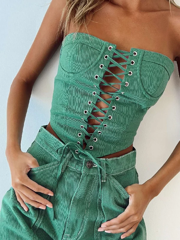 Wardrobe Refresh East Gate Corset Forest Green