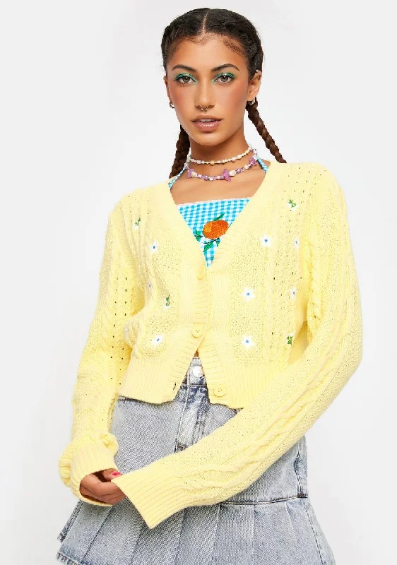 Fashion Forward, Function First Yellow Cable Knit Cardigan