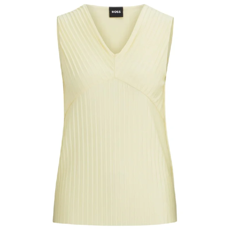 Special Occasion Wear Sleeveless jersey top with V neckline and pliss pleats