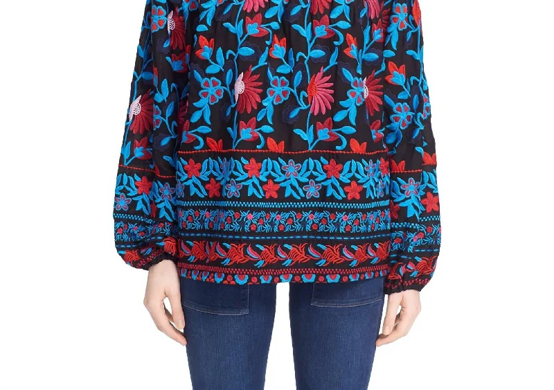 Luxury Fashion Nessa Embroidered Off The Shoulder Top In Multi