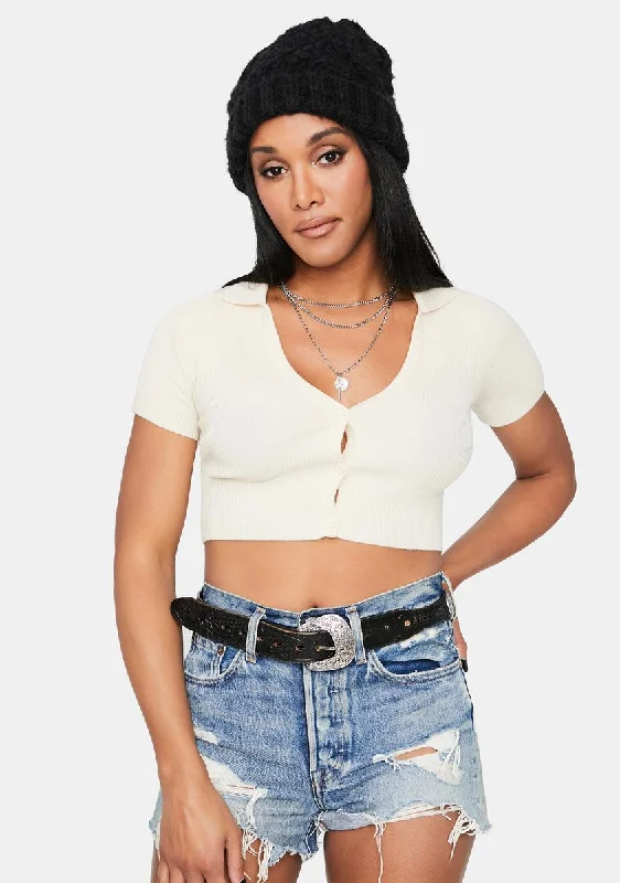 Score Big On Glamorous Red - Carpet Styles Let's Go Downtown Ribbed Crop Tee