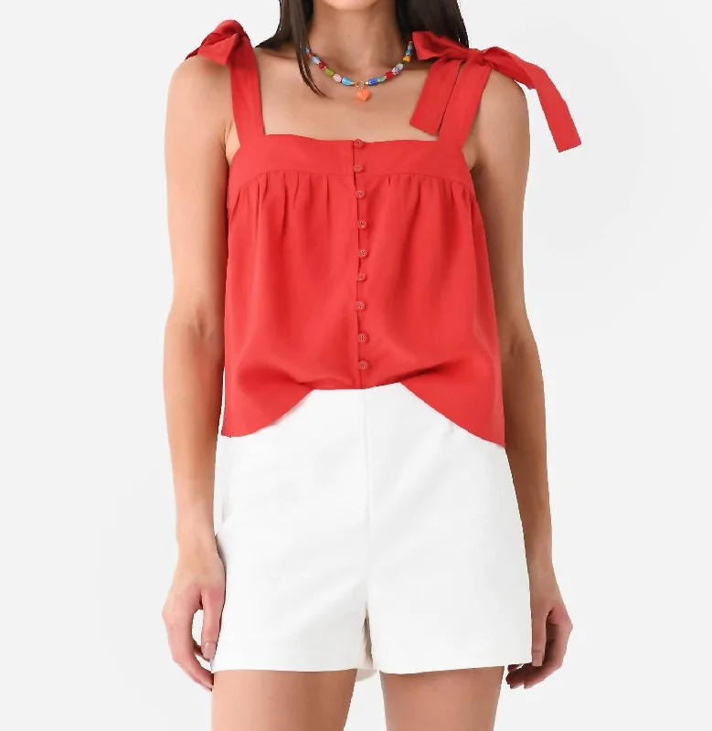 Best Seller Vera Tie Shoulder Top In Tomato