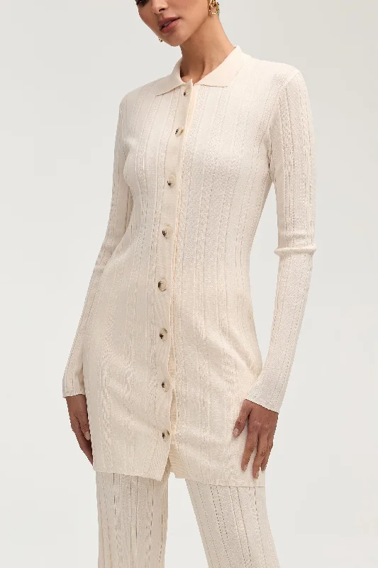 Chic & Cozy Collection Becca Knit Ribbed Button Down Top