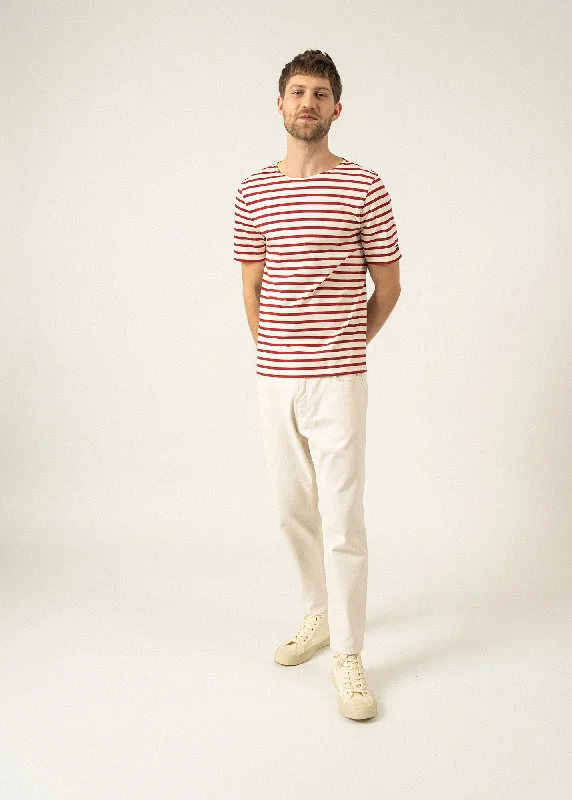 Wardrobe Upgrade Levant short sleeve striped sailor shirt - regular fit, in light cotton (ECRU/PERSAN)