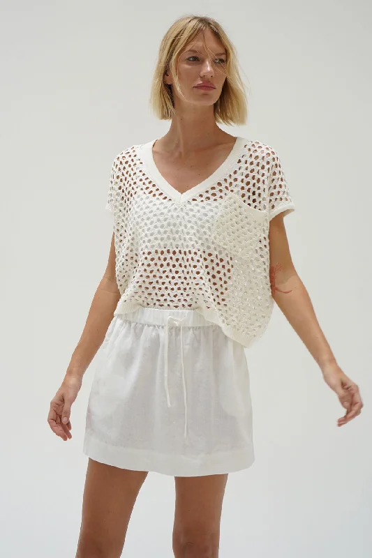 Fashion Forward Isak V Open Knit Top - Ivory