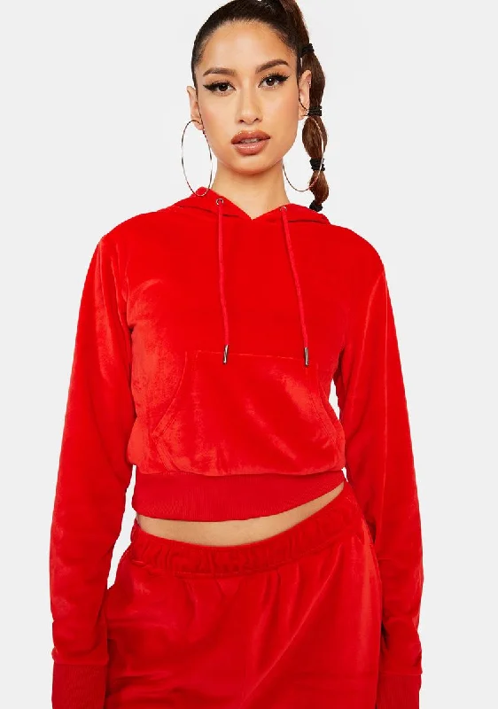 Eclectic Style Wardrobe Red Kira Velour Hoodie