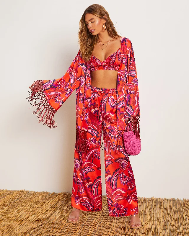 Free Spirited Fashion Azra Tropical Fringe Kimono