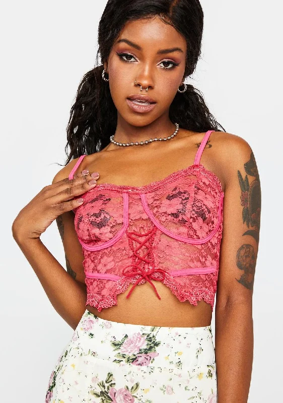 All Season Basics Discount Candy No Boundaries Sheer Lace Up Crop Top