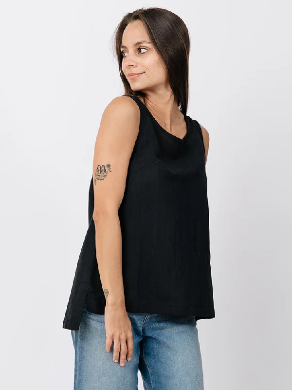 Season Sale Melissa Tank - Black Linen