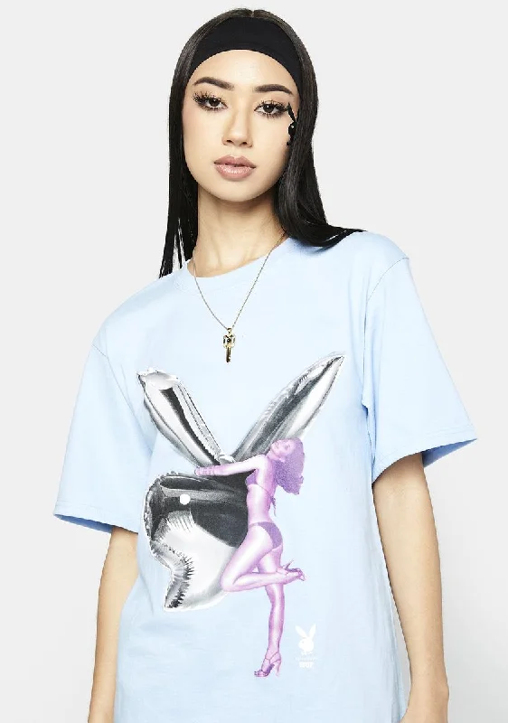 Charming Silhouette Playboy Bunny Balloon Graphic Tee