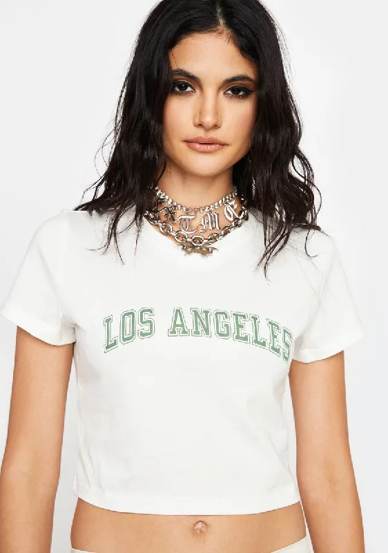 Feminine Grace City Of Angels Graphic Crop Tee