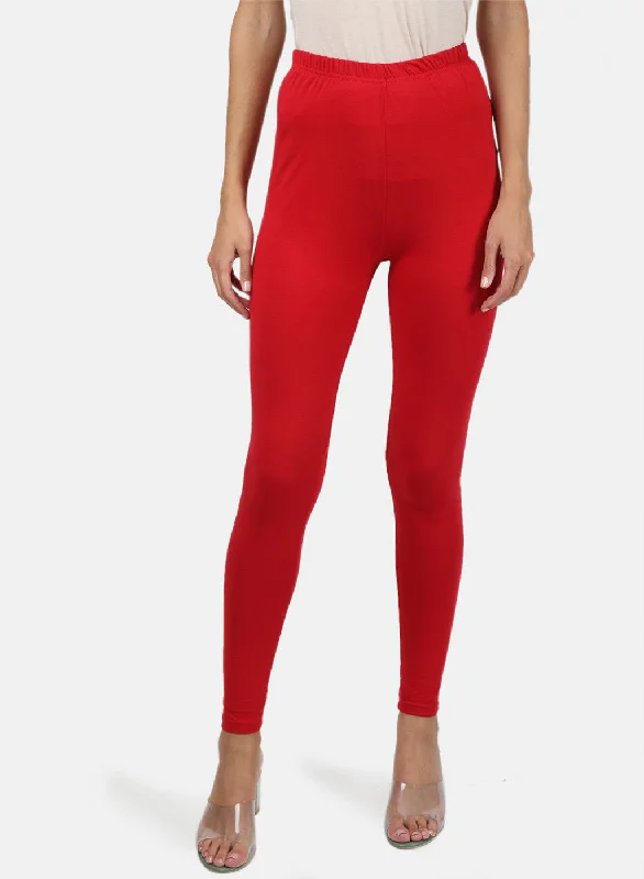 Casual Yet Stylish Separates Womens Red Plain Legging