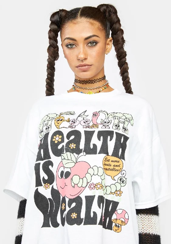 Feminine Soft - Hued Styles Health Is Wealth Graphic Tee