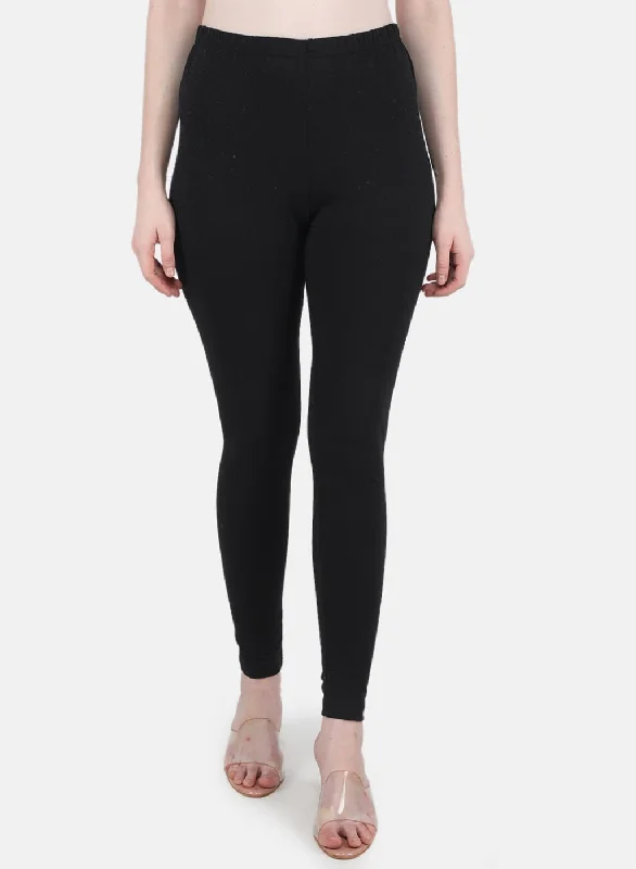 Stay Ahead In Style Women Black Solid Legging