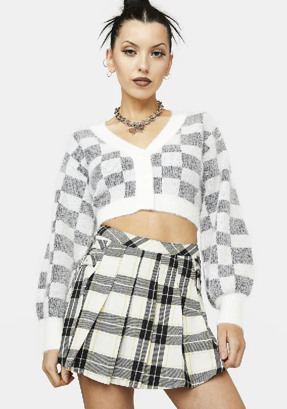 Huge Savings On Parisian Styles Harmony In Motion Checkered Cardigan