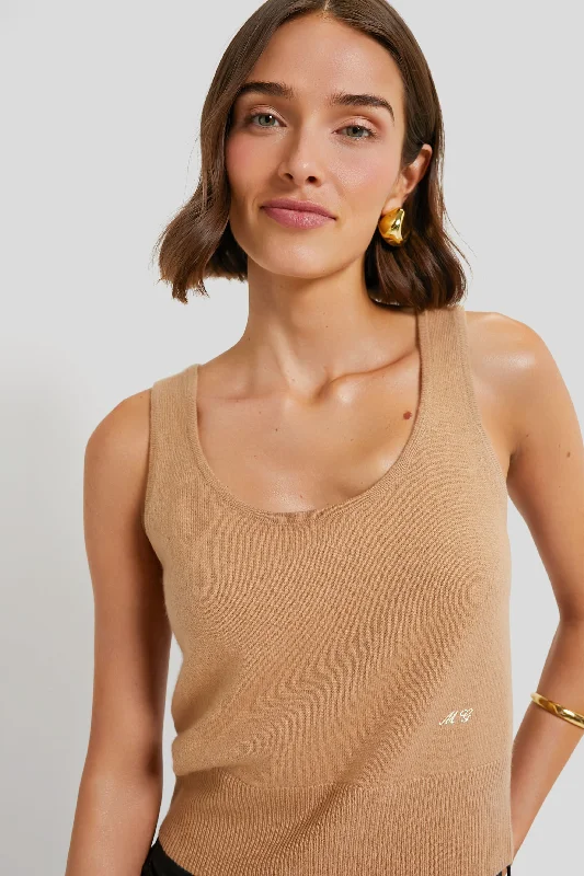 Evening Looks Camel Cashmere Knit Tank