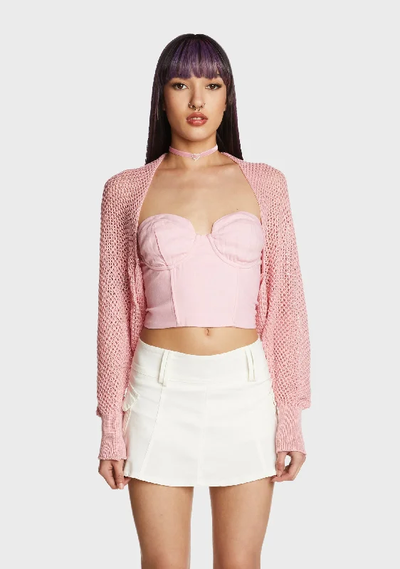 Effortless Sophistication Break Time Knit Shrug - Pink