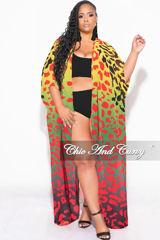 Dive Into Trendy Women's Fashion Final Sale Plus Size Caftan in Multi Color Spotted Print - Black Version