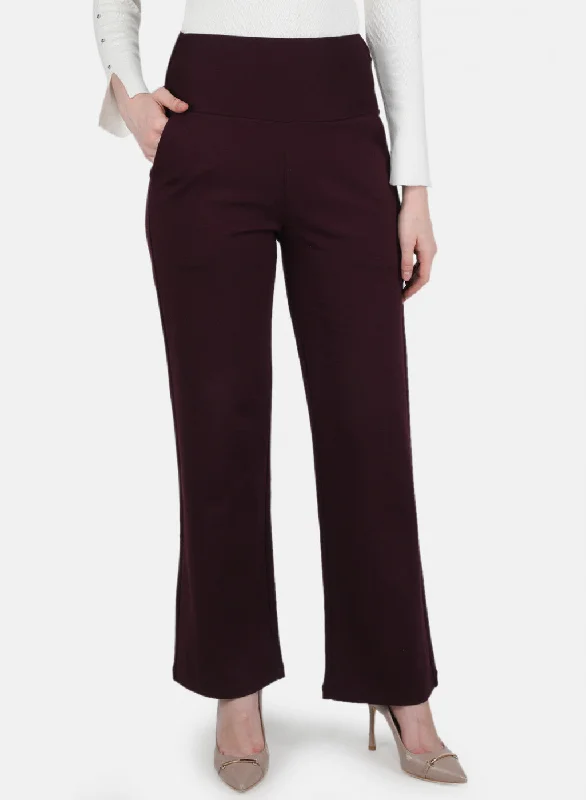 Current Trends Women Burgundy Solid Jegging