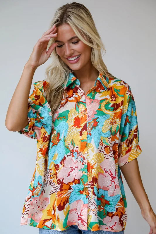 Luxe Layering FINAL SALE - Radiantly Adorable Ivory Floral Blouse