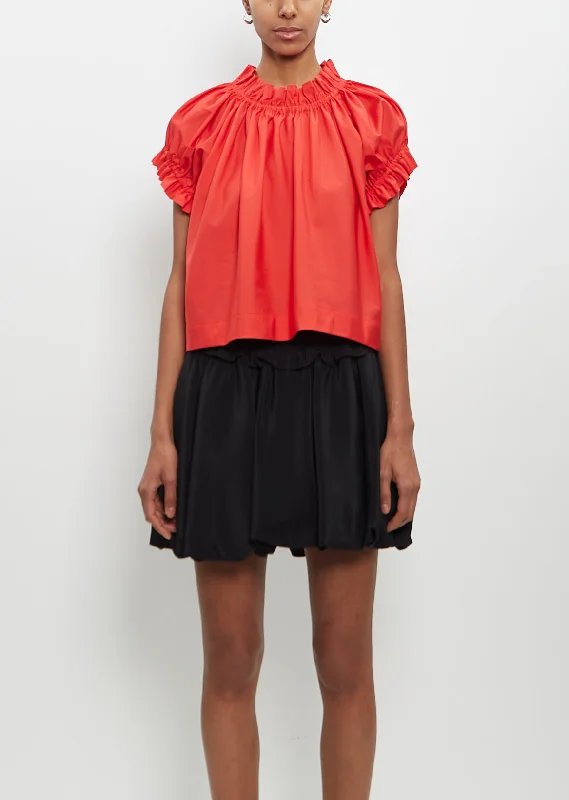 Catch Every Fashion Trend Cotton Ruffle Tulip Top — Red