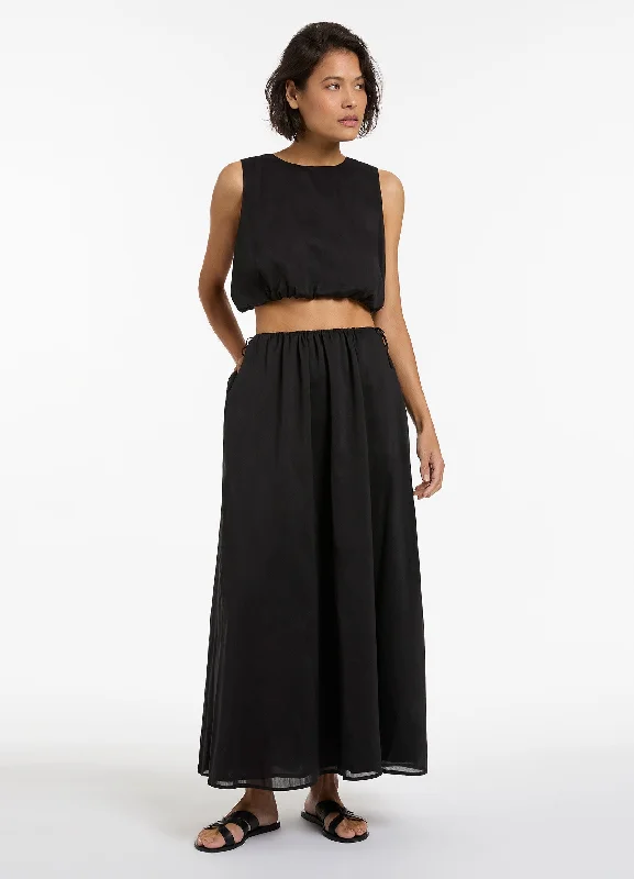 Massive Savings Jetset Gathered Maxi Skirt - Black