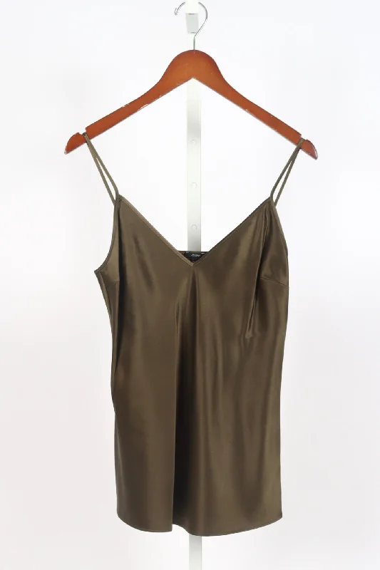 Clearance Event Silk Satin Clea Camisole - Hass Avocado