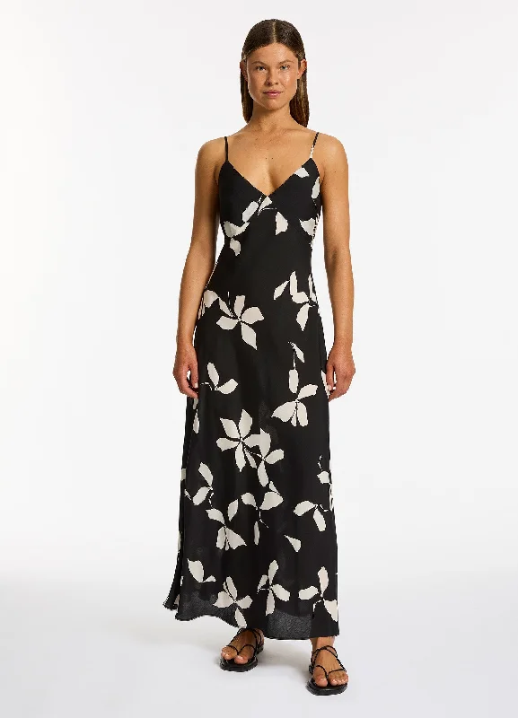 Sophisticated Outfits Elora Bloom Slip Maxi Dress - Black