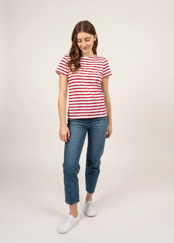 Chic Styles Etrille short sleeve striped sailor shirt - regular fit, in light cotton (NEIGE/TULIPE)