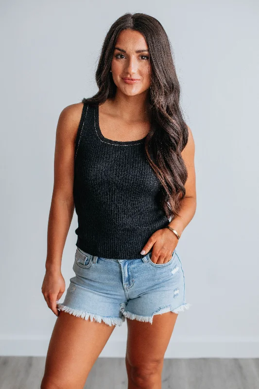 Trendy Street Style Attire Aiden Knit Tank - Black