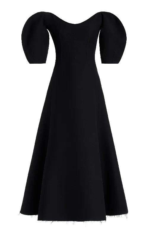 Quality Wear Buisier Dress in Black Wool Silk Cady